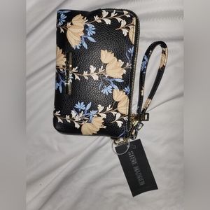 BRAND NEW STEVE MADDEN FLORAL PRINT WALLET/CARD CASE- BLACK